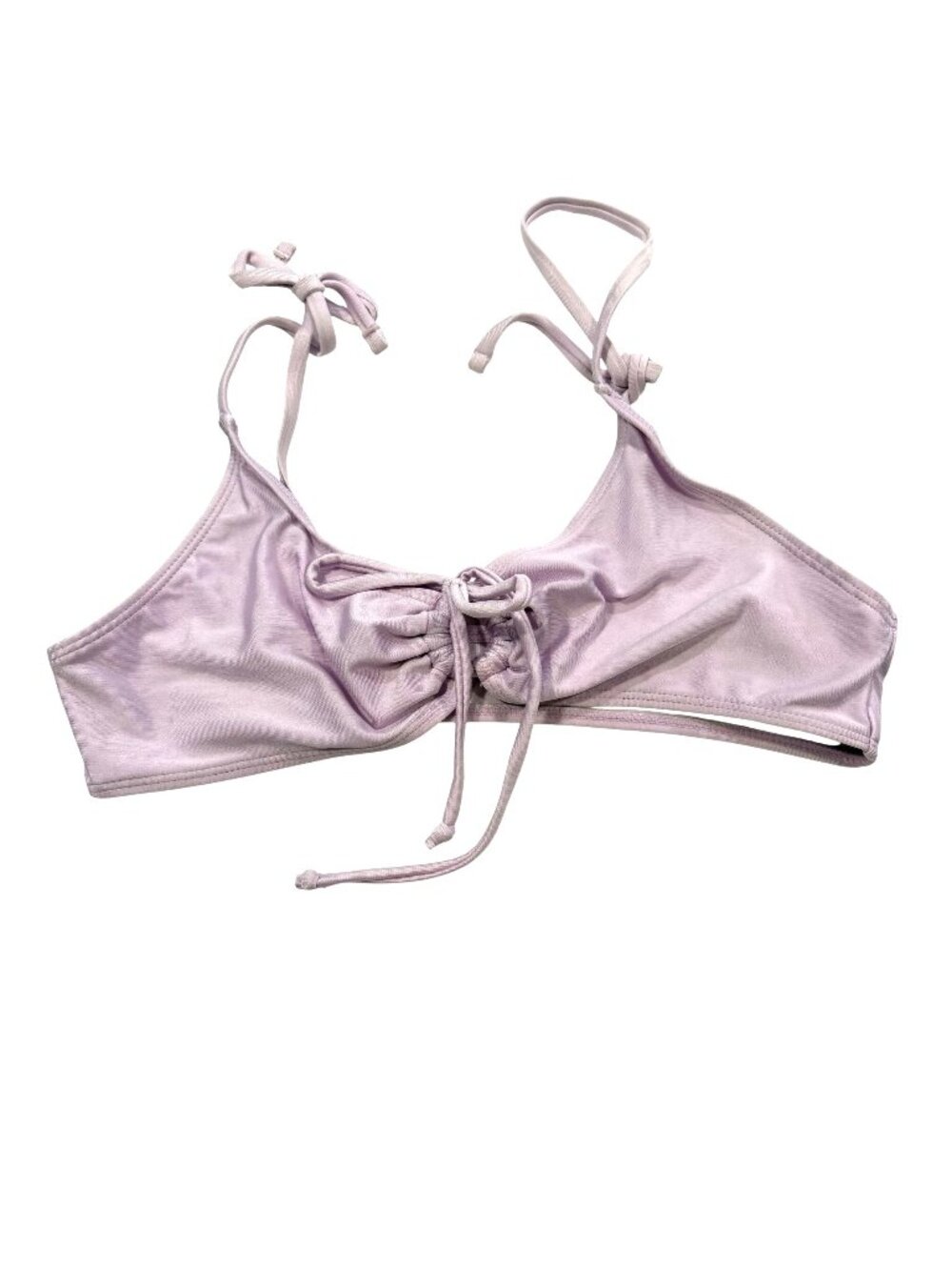 NWOT Topshop Lilac Bikini Top Adjustable Ties & Ruched Front Womens US 8 Nylon B